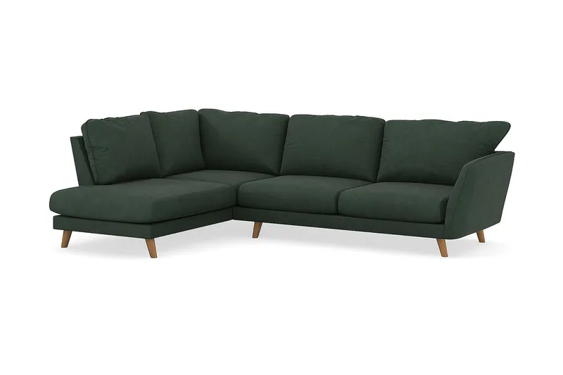 Trend Lyx 4-sits Vänstervänd L-formad Schäslongsoffa i Manchester - Mörkgrön - Möbler - Soffa - Divansoffor & schäslongsoffa - 4 sits soffa med divan