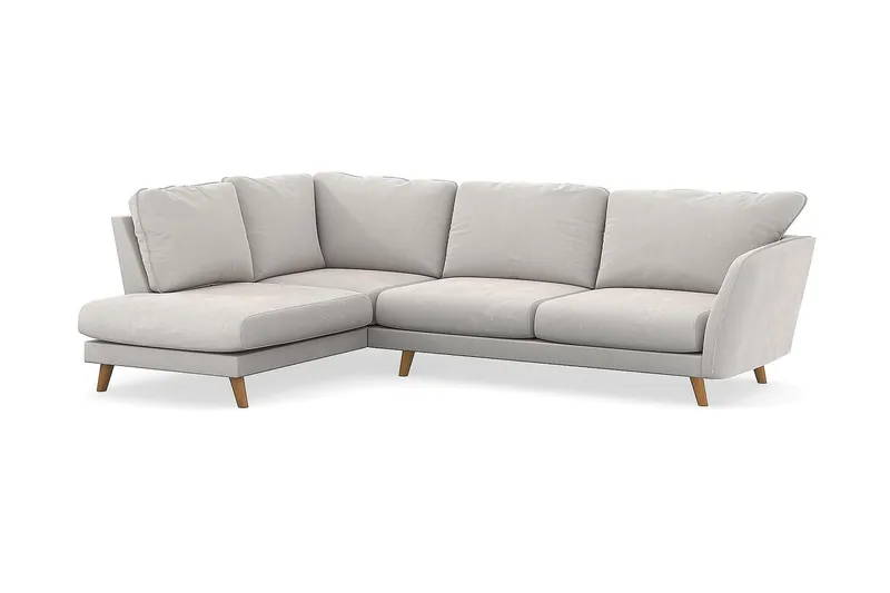 Trend Lyx 4-sits Vänstervänd L-formad Schäslongsoffa i Sammet - Krämvit - Möbler - Soffa - Divansoffor & schäslongsoffa - 4 sits soffa med divan