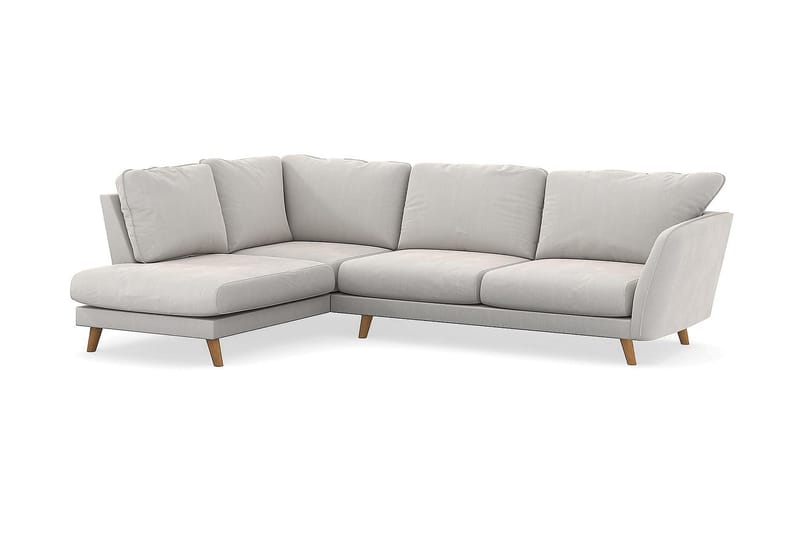 Trend Lyx 4-sits Vänstervänd L-formad Schäslongsoffa i Sammet - Krämvit - Möbler - Soffa - Divansoffor & schäslongsoffa - 4 sits soffa med divan