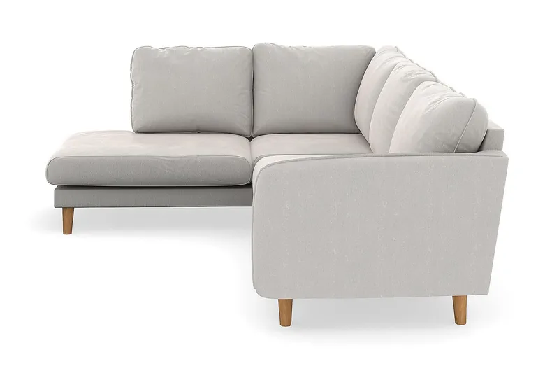 Trend Lyx 4-sits Vänstervänd L-formad Schäslongsoffa i Sammet - Krämvit - Möbler - Soffa - Divansoffor & schäslongsoffa - 4 sits soffa med divan