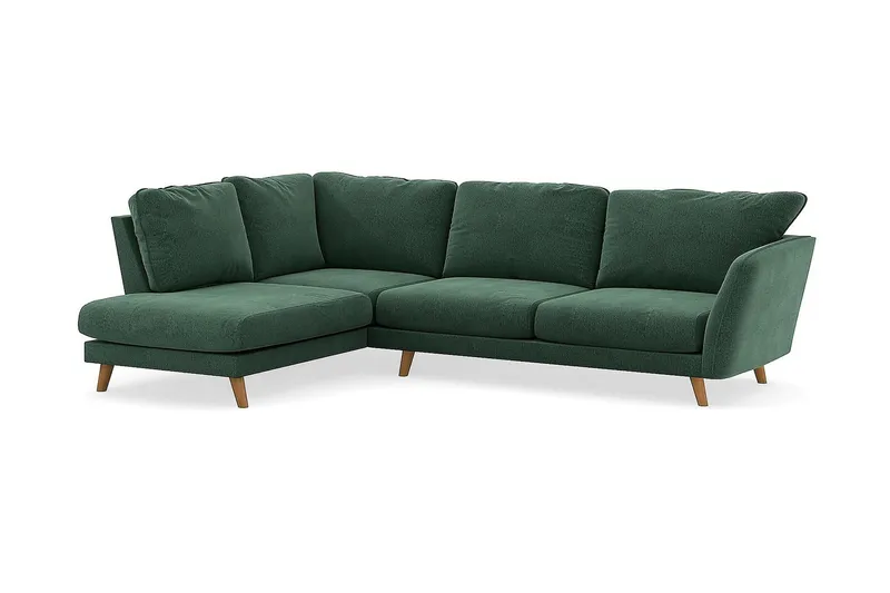 Trend Lyx 4-sits Vänstervänd L-formad Schäslongsoffa i Sammet - Mörkgrön - Möbler - Soffa - Divansoffor & schäslongsoffa - 4 sits soffa med divan