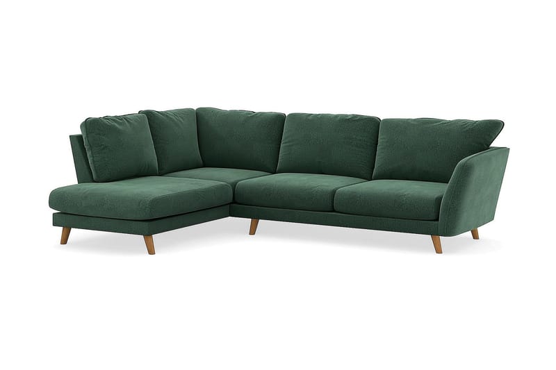 Trend Lyx 4-sits Vänstervänd L-formad Schäslongsoffa i Sammet - Mörkgrön - Möbler - Soffa - Divansoffor & schäslongsoffa - 4 sits soffa med divan