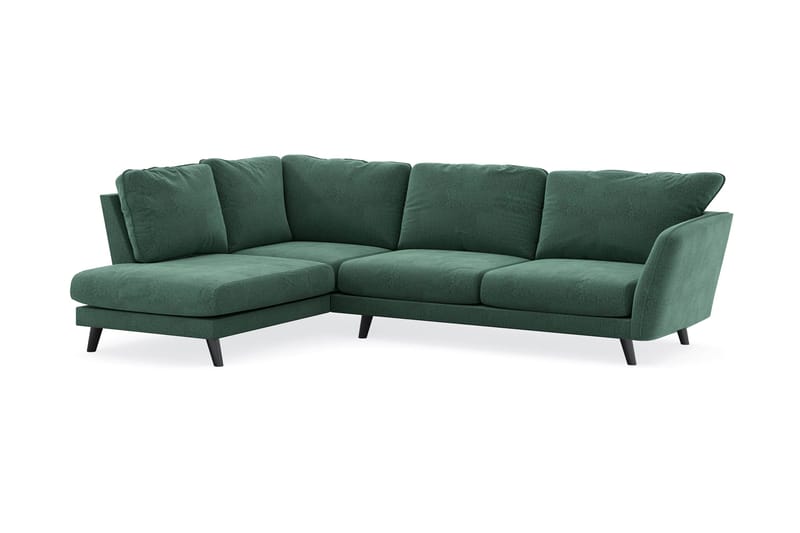 Trend Lyx 4-sits Vänstervänd L-formad Schäslongsoffa i Sammet - Mörkgrön - Möbler - Soffa - Divansoffor & schäslongsoffa