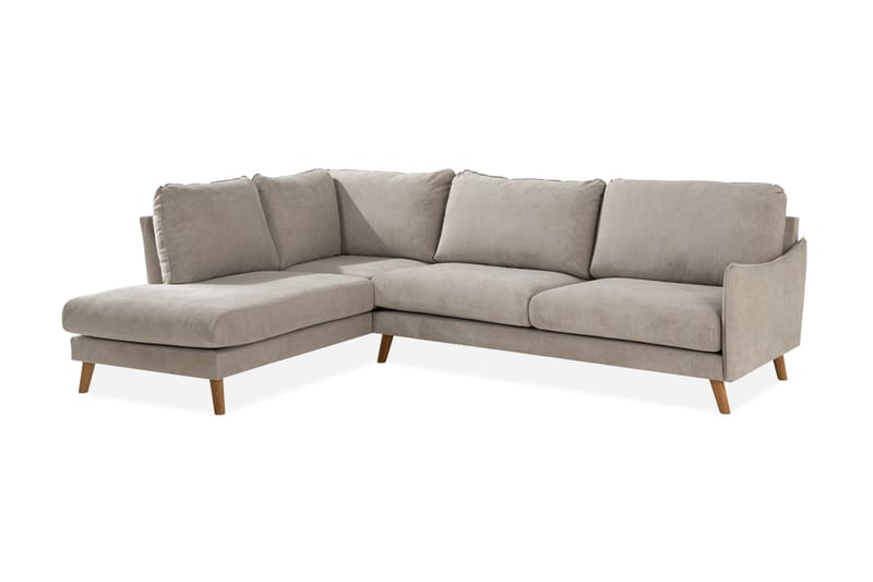 Trend Lyx 4-sits Vänstervänd L-formad Schäslongsoffa i Tyg - Beige - Möbler - Soffa - Divansoffor & schäslongsoffa