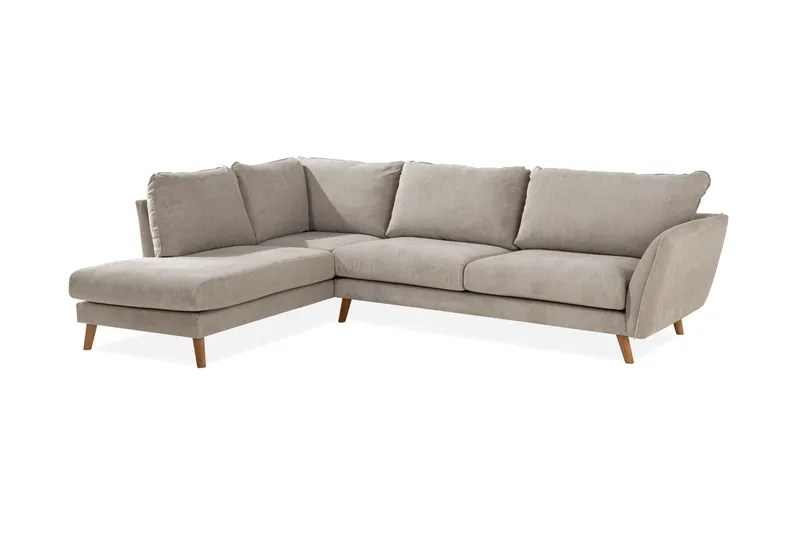 Trend Lyx 4-sits Vänstervänd L-formad Schäslongsoffa i Tyg - Beige - Möbler - Soffa - Divansoffor & schäslongsoffa - 4 sits soffa med divan