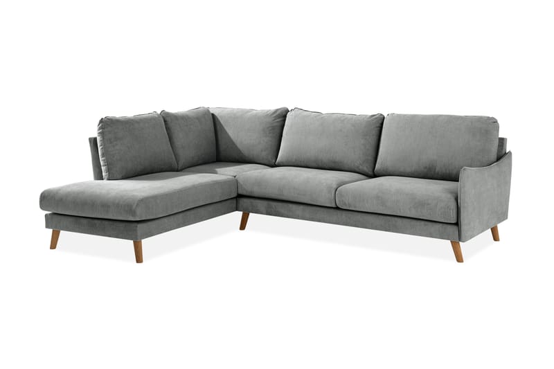 Trend Lyx 4-sits Vänstervänd L-formad Schäslongsoffa i Tyg - Grå - Möbler - Soffa - Divansoffor & schäslongsoffa