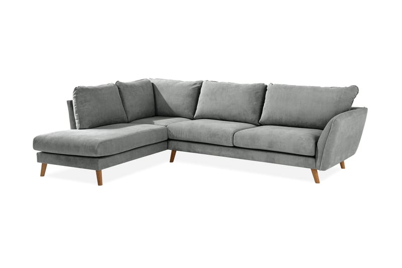 Trend Lyx 4-sits Vänstervänd L-formad Schäslongsoffa i Tyg - Grå - Möbler - Soffa - Divansoffor & schäslongsoffa - 4 sits soffa med divan