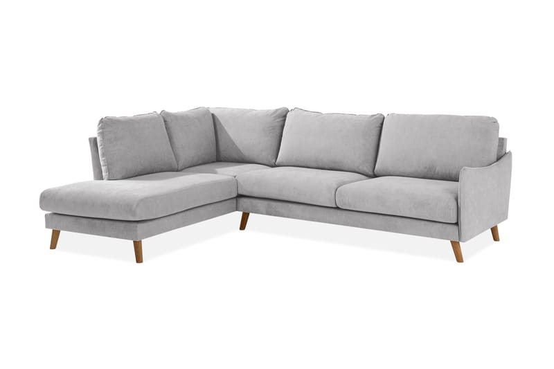 Trend Lyx 4-sits Vänstervänd L-formad Schäslongsoffa i Tyg - Ljusgrå - Möbler - Soffa - Divansoffor & schäslongsoffa