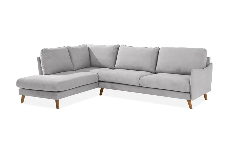 Trend Lyx 4-sits Vänstervänd L-formad Schäslongsoffa i Tyg - Ljusgrå - Möbler - Soffa - Divansoffor & schäslongsoffa - 4 sits soffa med divan