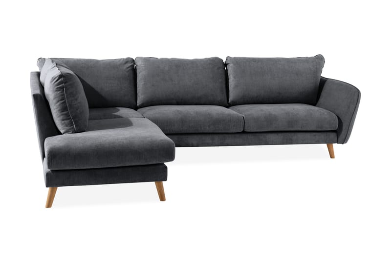 Trend Lyx 4-sits Vänstervänd L-formad Schäslongsoffa i Tyg - Mörkgrå - Möbler - Soffa - Divansoffor & schäslongsoffa