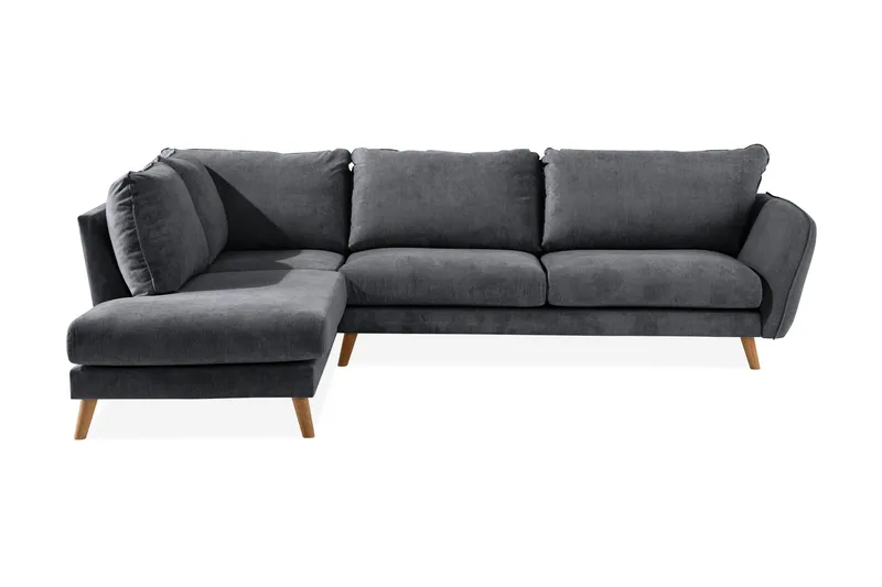 Trend Lyx 4-sits Vänstervänd L-formad Schäslongsoffa i Tyg - Mörkgrå - Möbler - Soffa - Divansoffor & schäslongsoffa - 4 sits soffa med divan