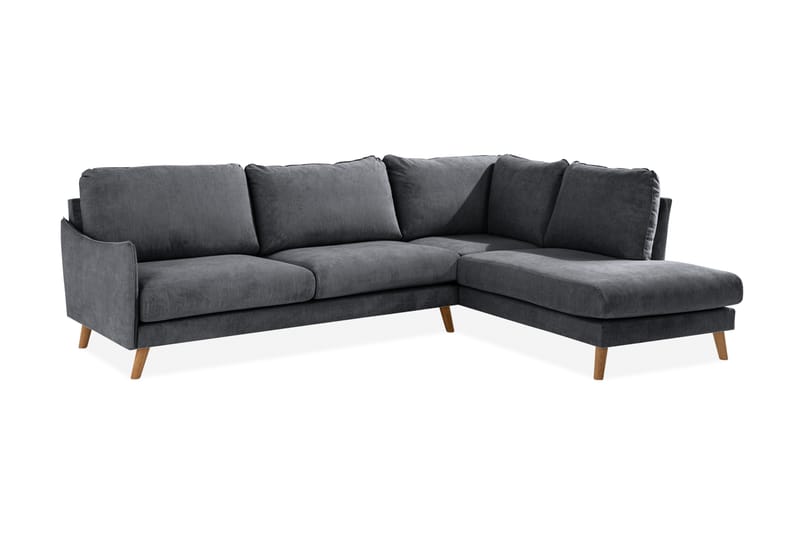 Trend Lyx Schäslongsoffa Höger - Mörkgrå/Ek - Divansoffor & schäslongsoffa - 4 sits soffa med divan