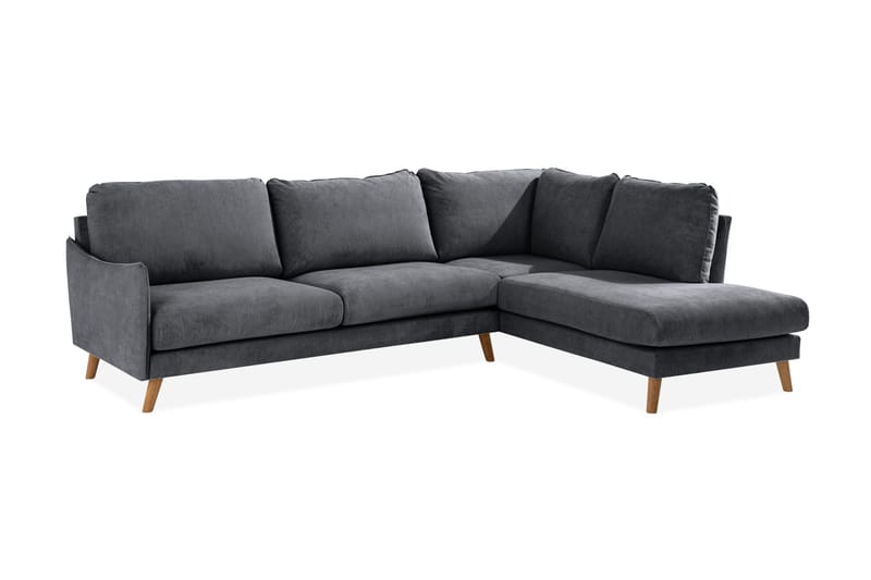 Trend Lyx Schäslongsoffa Höger - Mörkgrå/Ek - Möbler - Soffa - Divansoffor & schäslongsoffa - 4 sits soffa med divan