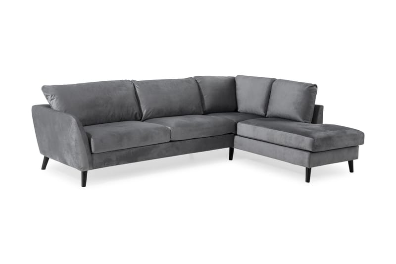 Trend Soffa 3-sits med Schäslong Höger Sammet - Ljusgrå - Divansoffor & schäslongsoffa - Sammetssoffa - 3 sits soffa med divan