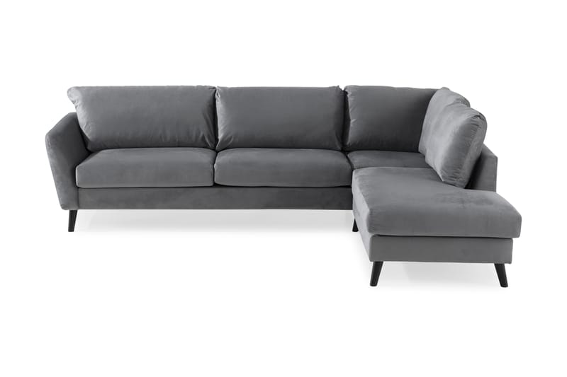 Trend Soffa 3-sits med Schäslong Höger Sammet - Ljusgrå - Divansoffor & schäslongsoffa - Sammetssoffa - 3 sits soffa med divan