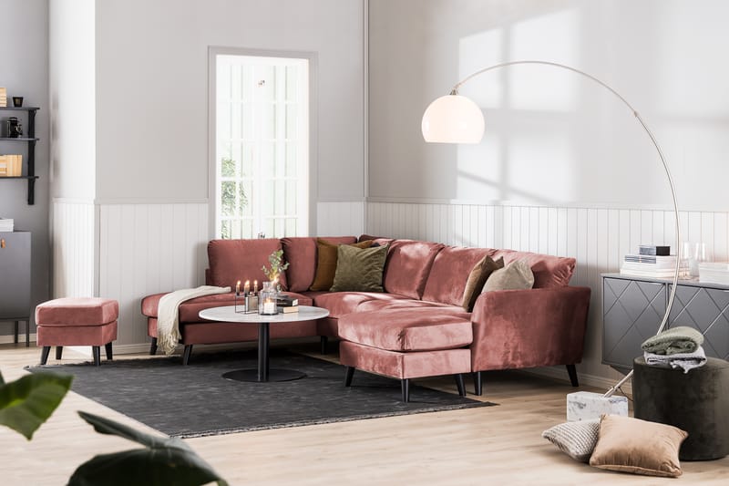 Trend Soffa 3-sits med Schäslong Höger Sammet - Rosa - Divansoffor & schäslongsoffa - Sammetssoffa - 3 sits soffa med divan