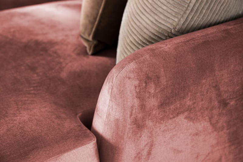 Trend Soffa 3-sits med Schäslong Höger Sammet - Rosa - Divansoffor & schäslongsoffa - Sammetssoffa - 3 sits soffa med divan