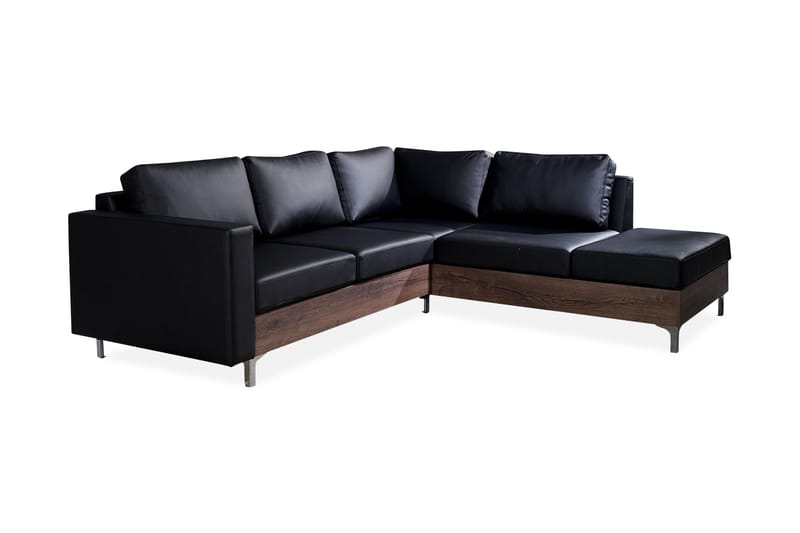 Truro 8-sits Soffa Höger - Svart - Divansoffor & schäslongsoffa - Skinnsoffor - 4 sits soffa med divan