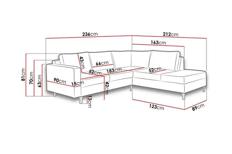 Truro 8-sits Soffa Höger - Svart - Möbler - Soffa - Divansoffor & schäslongsoffa