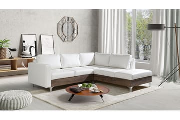 Truro Höger L-formad Divansoffa i Konstläder med Träram - Vit - Möbler - Soffa - Divansoffor & schäslongsoffa