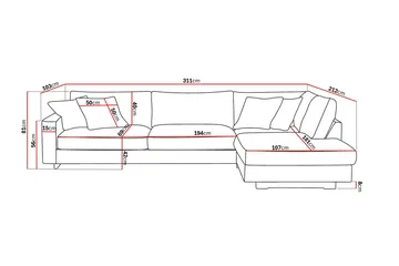 Valencia Extra Djup 4-sits Soffa med Schäslong Höger - Beige - Möbler - Soffa - Divansoffor & schäslongsoffa