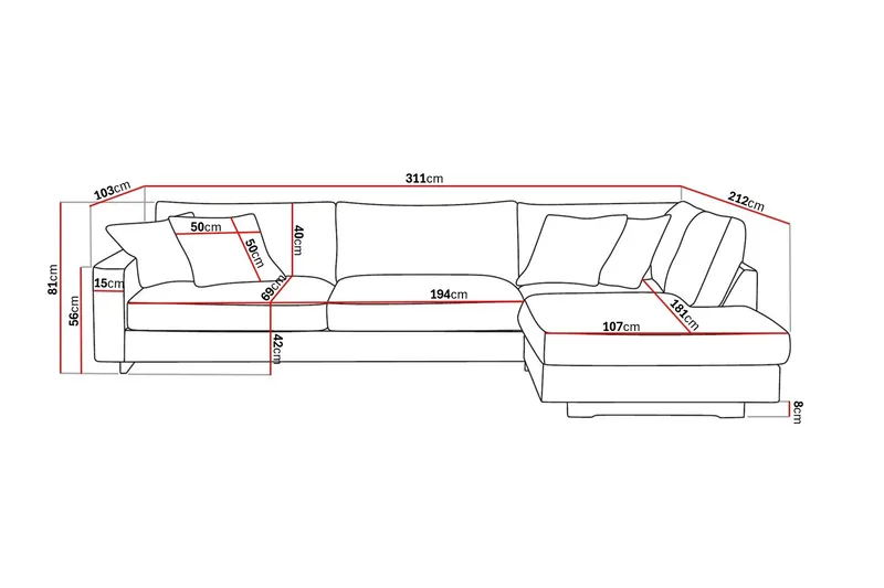 Valencia Extra Djup 4-sits Soffa med Schäslong Höger - Beige - Möbler - Soffa - Divansoffor & schäslongsoffa
