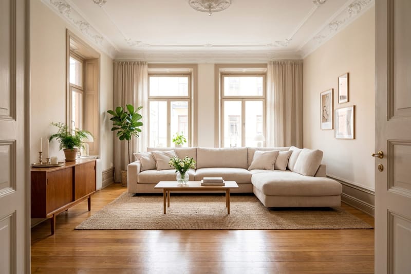 Valencia Extra Djup 4-sits Soffa med Schäslong Höger - Benvit - Möbler - Soffa - Divansoffor & schäslongsoffa