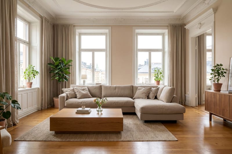 Valencia Extra Djup 4-sits Soffa med Schäslong Höger - Brun - Möbler - Soffa - Divansoffor & schäslongsoffa