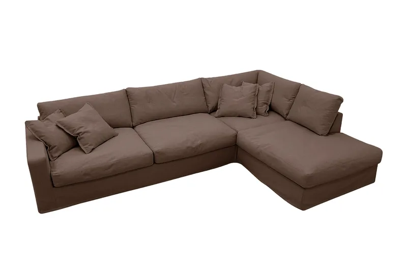 Valencia Extra Djup 4-sits Soffa med Schäslong Höger - Mörkbrun - Möbler - Soffa - Divansoffor & schäslongsoffa