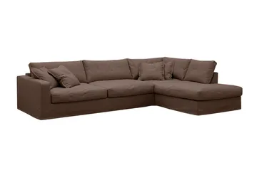 Valencia Extra Djup 4-sits Soffa med Schäslong Höger - Mörkbrun - Möbler - Soffa - Divansoffor & schäslongsoffa