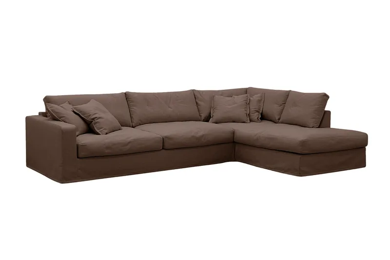 Valencia Extra Djup 4-sits Soffa med Schäslong Höger - Mörkbrun - Möbler - Soffa - Divansoffor & schäslongsoffa