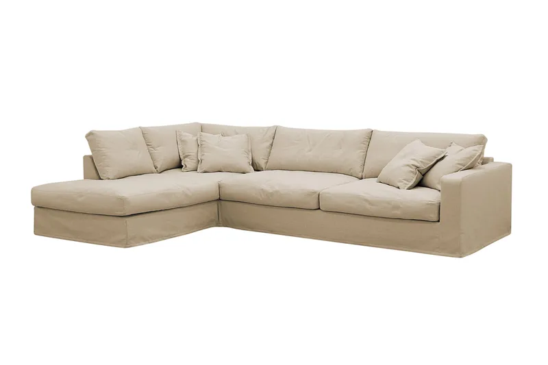 Valencia Extra Djup 4-sits Soffa med Schäslong Vänster - Beige - Möbler - Soffa - Divansoffor & schäslongsoffa - 4 sits soffa med divan
