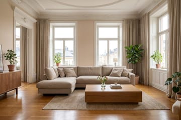 Valencia Extra Djup 4-sits Soffa med Schäslong Vänster - Brun - Möbler - Soffa - Divansoffor & schäslongsoffa