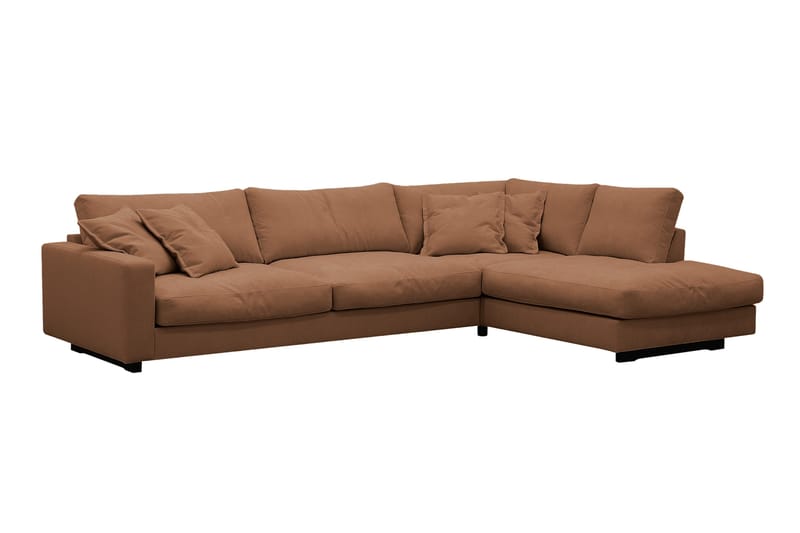Valencia Extra Djup 4-sits Soffa med Schäslong Vänster - Gulbrun - Möbler - Soffa - Divansoffor & schäslongsoffa