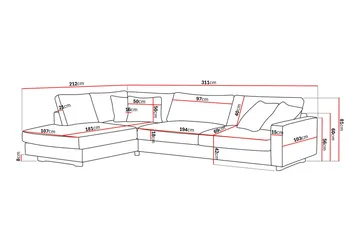 Valencia Extra Djup 4-sits Soffa med Schäslong Vänster - Offwhite - Möbler - Soffa - Divansoffor & schäslongsoffa