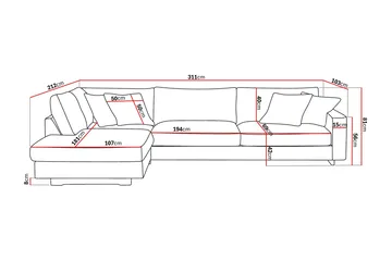 Valencia Extra Djup 4-sits Soffa med Schäslong Vänster - Offwhite - Möbler - Soffa - Divansoffor & schäslongsoffa