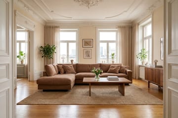 Valencia Extra Djup 4-sits Soffa med Schäslong Vänster - Rostbrun - Möbler - Soffa - Divansoffor & schäslongsoffa