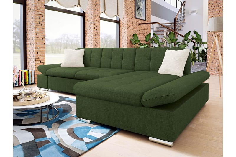 Vananda Soffa med Divan 3-sits - Grön - Möbler - Soffa - Divansoffor & schäslongsoffa