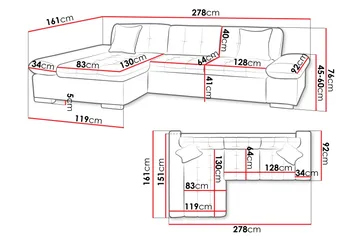 Vananda Soffa med Divan 3-sits - Gul - Möbler - Soffa - Bäddsoffa - Bäddsoffa divan