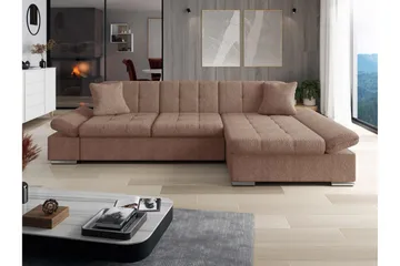 Vananda Soffa med Divan 3-sits i Bouclé - Rosa - Möbler - Soffa - Divansoffor & schäslongsoffa