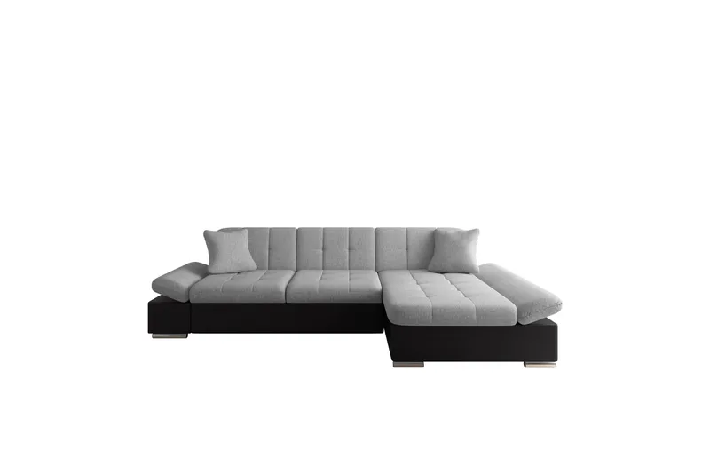 Vananda Soffa med Divan 3-sits i Konstläder, Svart/Grå