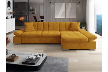 Vananda Soffa med Divan 3-sits i Sammet - Gul - Möbler - Soffa - Divansoffor & schäslongsoffa