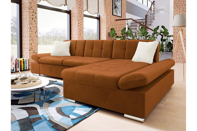 Vananda Soffa med Divan 3-sits - Orange - Möbler - Soffa - Divansoffor & schäslongsoffa
