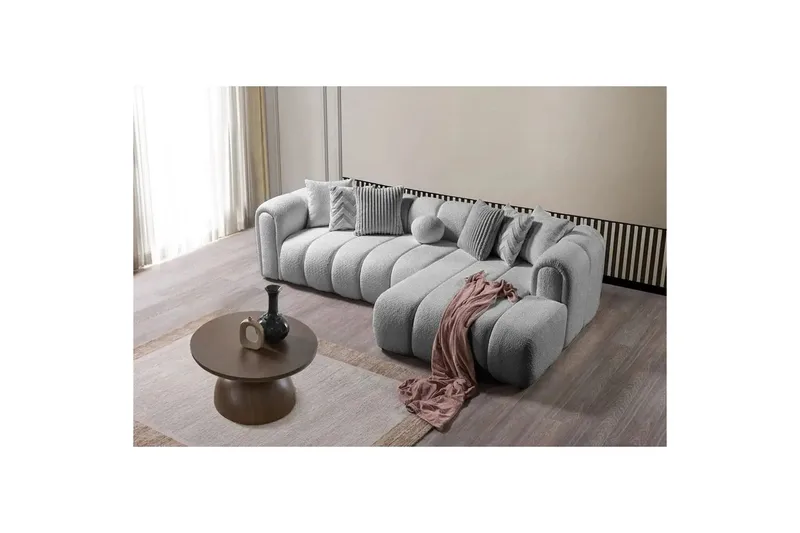 Varrel Soffa med Divan 3-sits - Grå - Möbler - Soffa - Divansoffor & schäslongsoffa