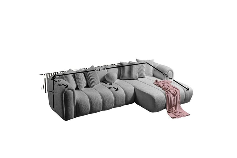 Varrel Soffa med Divan 3-sits - Grå - Möbler - Soffa - Divansoffor & schäslongsoffa