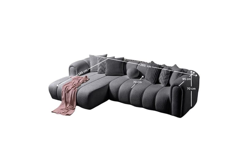 Varrel Soffa med Divan 3-sits - Mörkgrå - Möbler - Soffa - Divansoffor & schäslongsoffa