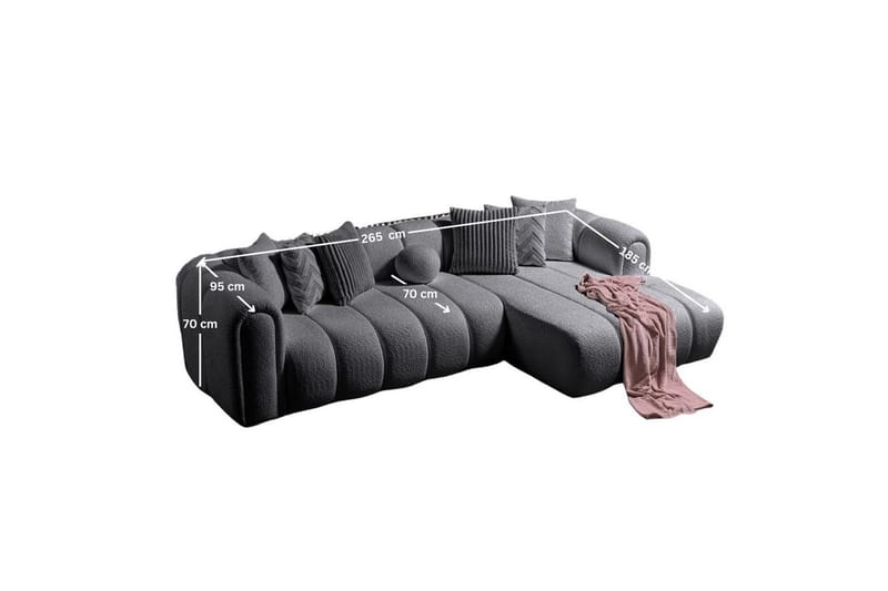 Varrel Soffa med Divan 3-sits - Mörkgrå - Möbler - Soffa - Divansoffor & schäslongsoffa
