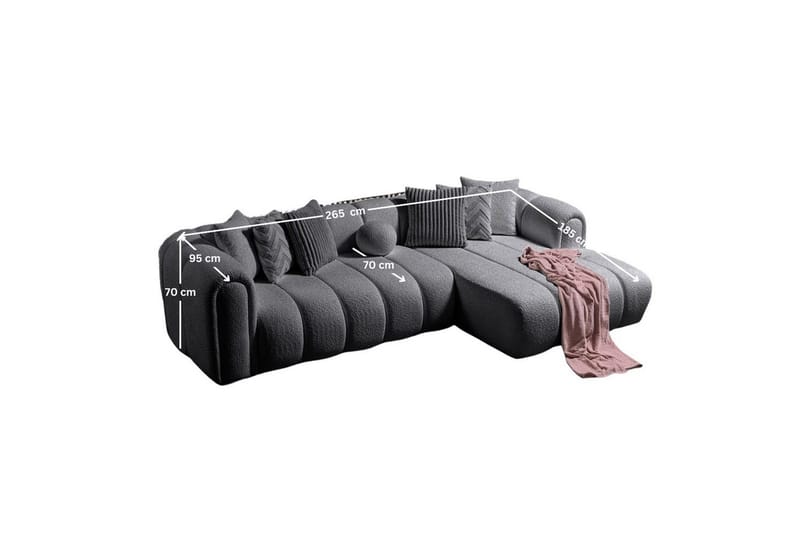 Varrel Soffa med Divan 3-sits - Mörkgrå - Möbler - Soffa - Divansoffor & schäslongsoffa