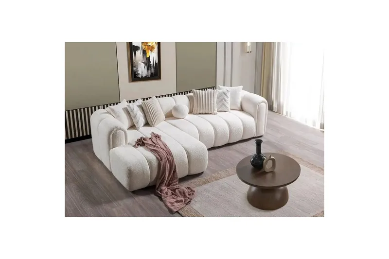 Varrel Soffa med Divan 3-sits - Vit - Möbler - Soffa - Divansoffor & schäslongsoffa