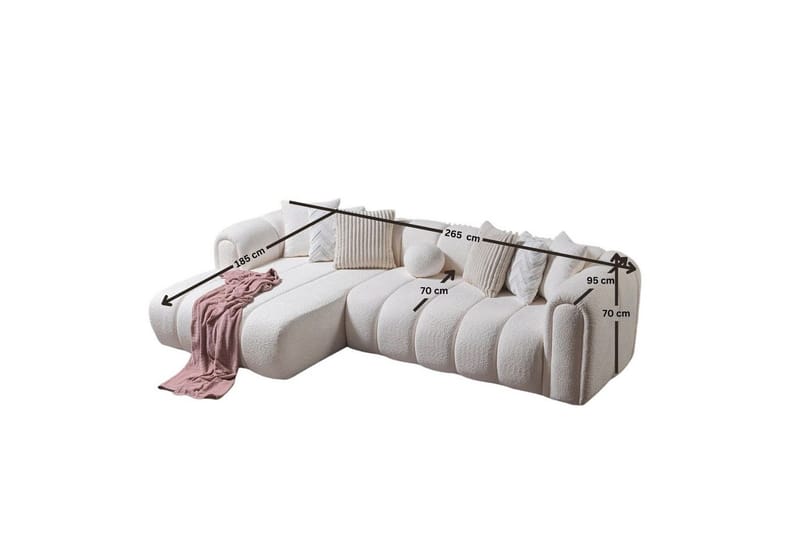 Varrel Soffa med Divan 3-sits - Vit - Möbler - Soffa - Divansoffor & schäslongsoffa